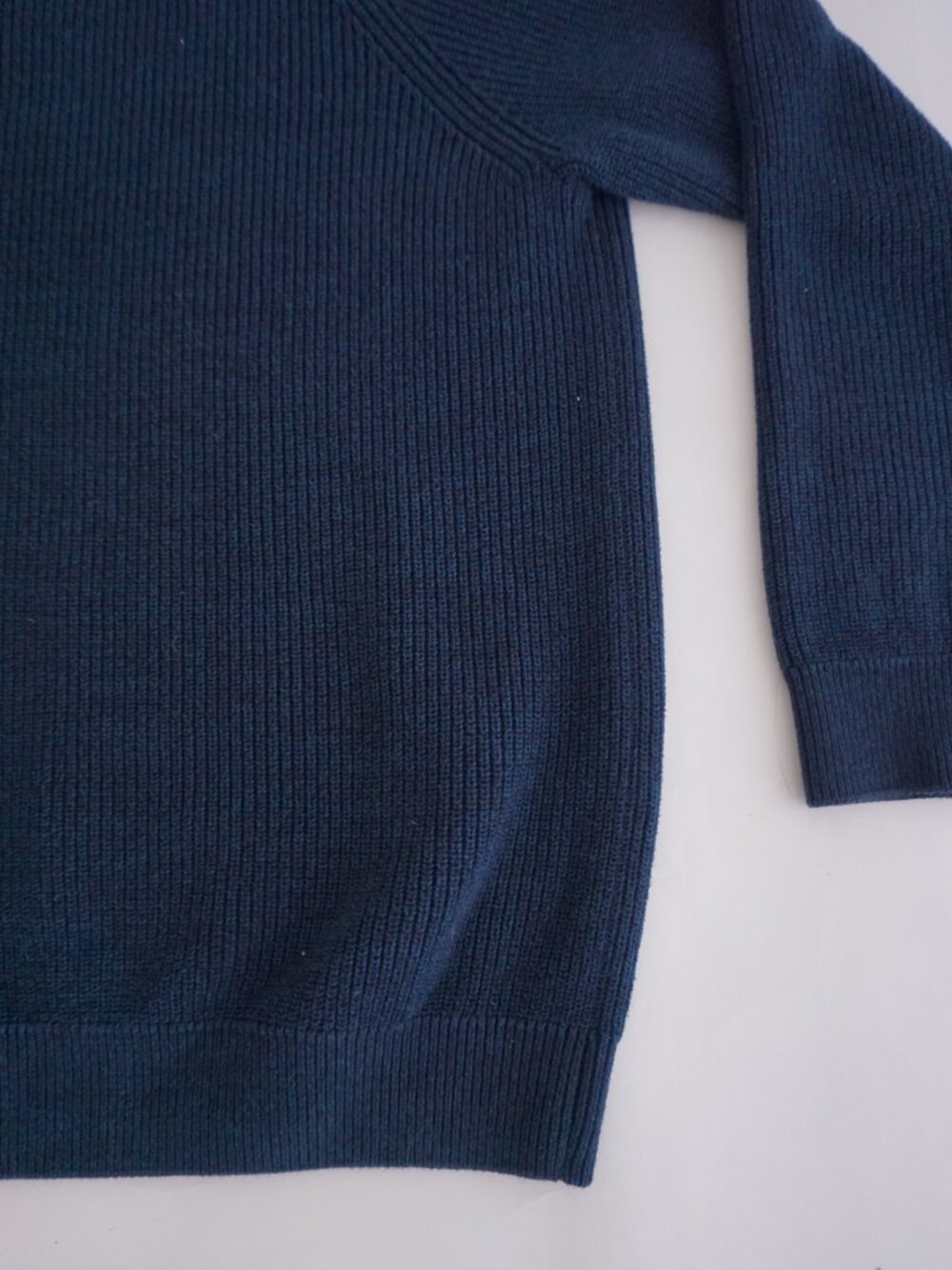 Denver Hayes Navy Rib Knit Minimalist Crewneck Pullover Sweater Cotton Blend L - Picture 6 of 9